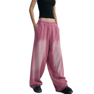 Pantalons de survêtement surdimensionnés pour femmes, style vintage, lavage à l'acide, poids lourd, vêtements de mode, pantalons amples - Product Image 4