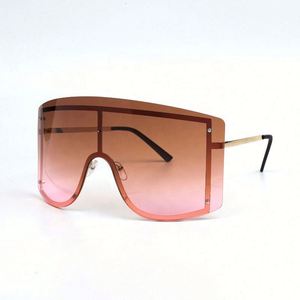 Gafas de Sol de Moda Retro de Lujo Vintage 2021, Gafas de Sol Extra Grandes para Mujer con Montura Marrón sin Aro - Product Image 4