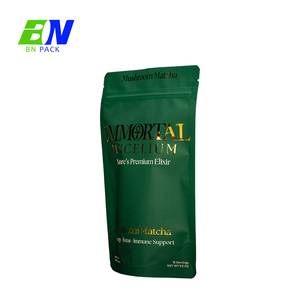 Luxury Custom Protein Powder Packaging Quad Seal Box Pouch With Gold Foil Stamped Premium Shelf Ready Packaging - Product Image 6