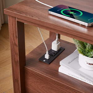 Tavolino in Legno con 2 Cassetti e Porte USB per Camera da Letto o Soggiorno - Product Image 6