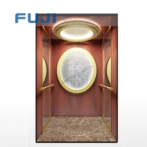 FUJI Residential Lift Home Elevator Panoramic Glass Large Capacity Titanium Stainless Steel Passenger Elevator