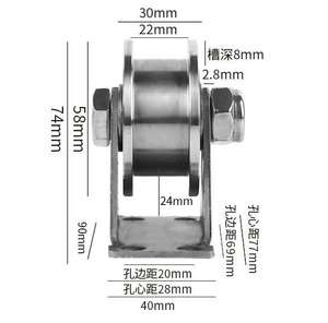 عجلة مسار ثلاثية القوائم من الفولاذ المقاوم للصدأ بفتحة U بكرة ثابتة لباب جرار ملحقات بكرة رفع - Product Image 3