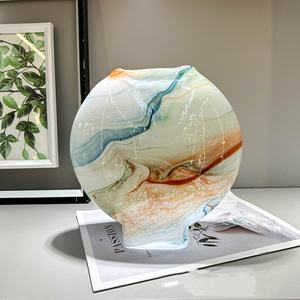 Elegante Jarrón <span class=keywords><strong>de</strong></span> Cristal <span class=keywords><strong>de</strong></span> Murano, Adorno Soplado a Mano con Diseño Floral Estampado en Color, Estilo Artesanal - Product Image 4