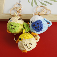 Porte-clés en crochet fait main, petit oiseau, poussin, mini-animal mignon en laine tricotée, pendentif de sac doux, accessoires cadeaux