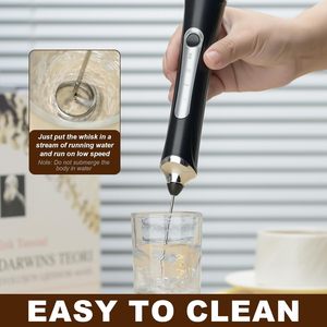Handheld Stainless Steel Milk Frother for Coffee Rechargeable Electric Whisk 3 Speeds Square Design Coffee <b>Tea</b> Tools 4W Power - Product Image 6