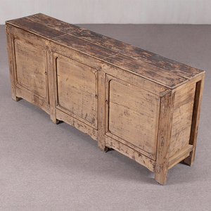 Buffet 3 portes en <span class=keywords><strong>bois</strong></span> massif vieilli TAILAI, style rustique campagnard, <span class=keywords><strong>console</strong></span> de rangement basse, écologique et durable - Product Image 4