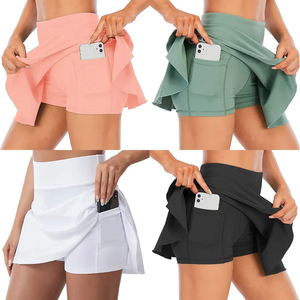 กระโปรงเอวสูงมีจีบสำหรับเล่นโยคะกระเป๋ายกก้นมีกระเป๋าขนาดพิเศษออกแบบชื่อทีมยิมฟิตเนสแปนเด็กซ์สำหรับฤดูร้อนสินค้า OEM ODM - Product Image 1