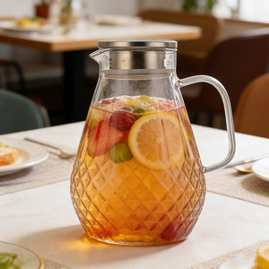Glass Water Pitcher Borosilicate Large Capacity With Lid For Cold Water Juice Party Use Microwave Safe - Product Image 3