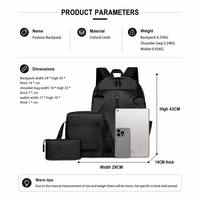 Mochila para Portátil al por Mayor, Juego de 3 Piezas, con Puerto de Carga USB, Impermeable, de Gran Capacidad, para Viajes y Escuela