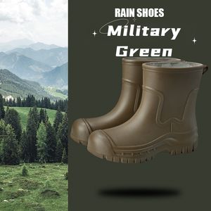 Bottes de pluie imperméables pour femmes de qualité bottes mi-épaisses Style doux chaussures d'eau en plein air chaussures imperméables pour les jours de pluie - Product Image 3