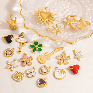 Abalorios de Acero Inoxidable con Temática de Amor, Patrón Benefactor, Formas Mixtas, Circonita Cúbica, Accesorios DIY para Hacer Collares, 18K - Product Image 1