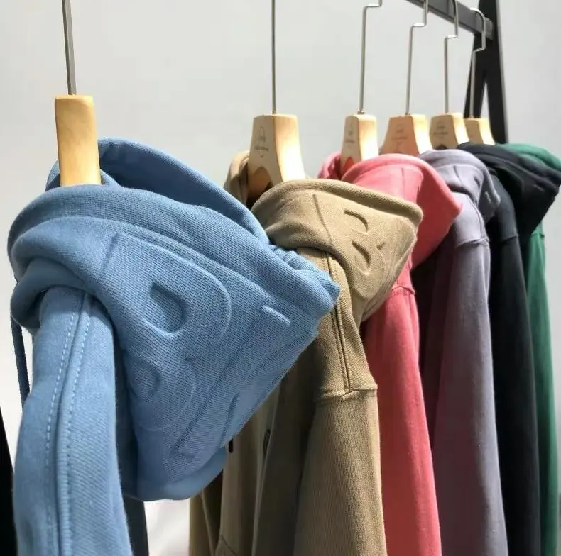 Chất Lượng Cao 100% Bông Dập Nổi Áo Biểu Tượng Tùy Chỉnh Nặng Pháp Terry Quá Khổ Áo Thun Emboss Hoodies