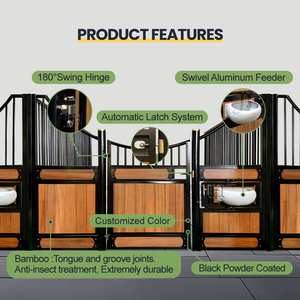 Establo para <span class=keywords><strong>Caballos</strong></span> de Bambú Personalizado, Recubierto con Polvo, Panel Frontal Modular para Establo, Puerta con Bisagras - Product Image 4