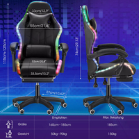 Dropshipping Chaise de jeu économique en cuir PU noir Chaise de course E-Sports Chaise de joueur PC avec lumières LED RVB et repose-pieds