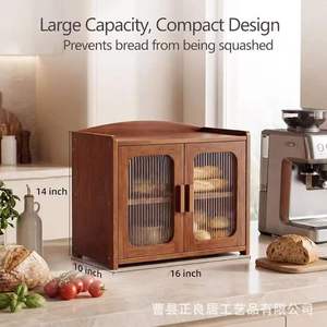 Wooden Double Door Desktop <b>Storage</b> <b>Box</b> With Magnetic Closure And Ventilation Holes For <b>Kitchen</b> Countertop Organizing - Product Image 4