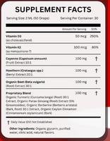 Extrait liquide de piment de Cayenne naturel à étiquette personnalisée rapide, baies d'aubépine, vitamines D3 K2, racine de betterave, curcuma