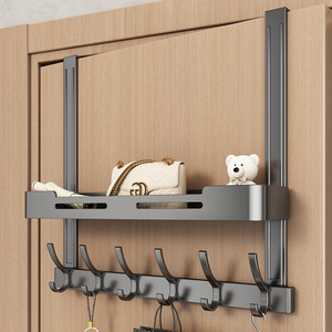 Over Door Hook <b>Rack</b> With Shelf And Hooks Wall Mounted <b>Storage</b> <b>For</b> Clothes Hats <b>Kitchen</b> Bedroom Organizer - Product Image 1