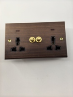 Interruptor y Enchufe de Madera de Nogal de Diseño Nuevo y Lujoso, Estándar del Reino Unido 86, 16A 250V, para Uso en el Hogar y Hoteles