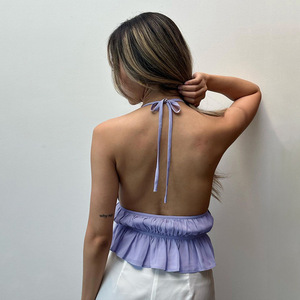 2023 été nouveaux vêtements pour femmes mode dos nu sangle licou coupe ajustée petit Sexy gilet femmes bas - Product Image 5
