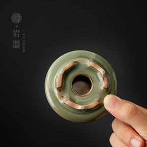 Support de couvercle en céramique céladon, rond, en bambou, avec motif nuage vert, pour théière en argile violette, ornement de table à thé réutilisable - Product Image 4