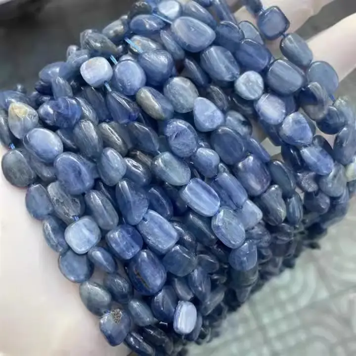 6*8mm batu permata alami manik-manik longgar manik manik Kyanite segi untuk membuat perhiasan gelang