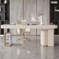 Estación de Trabajo de Escritorio con Superficie de Roca Negra Brillante de Primera Calidad para Oficinas en Casa y Espacios de Estudio Ejecutivos