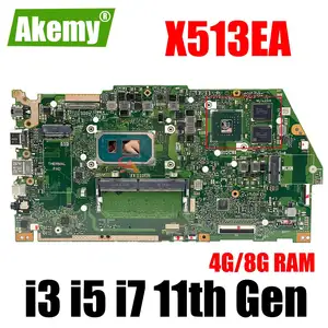 메인 보드 X513EA X513EP R513E K513E F513E A513E X513EQ 노트북 마더 보드 I3 I5 I7 11th Gen 8GB/4GB RAM V2G 메인 보드