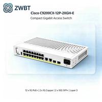 Switch Gigabit Cisco C9200CX-12P-2XGH-E, Velocidad de Reenvío Máxima de 50.59Mpps, PoE de 240W, 4096 VLAN, 12 Puertos PoE Plus, 2 Puertos SFP Plus de 10G para Uplink