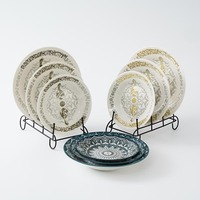 Vaisselle en céramique de gros pour le Ramadan, impression par transfert sous glaçure, design 18 pièces, service de table en porcelaine, assiettes à soupe