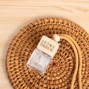 Manufacture Perfume <b>Glass</b> <b>Bottles</b> 8ml Square Clear <b>Empty</b> Car Pendant Aromatherapy Crown Cap Screen Printing Reed Diffuser - Product Image 3