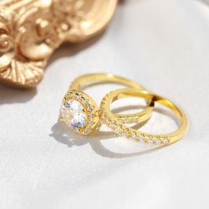 OAHLAN 1.25CT 925スターリングシルバーブライダルリングセットハローキュービックジルコニアエンゲージメントリング女性用ウェディングバンドプロミスリング - Product Image 2