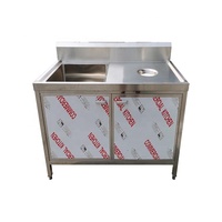 Wastafel tunggal baja tahan karat rakitan dapur komersial portabel dengan kabinet wastafel