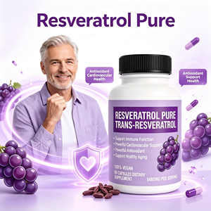Resveratrol Trans Puro 1480mg Cápsulas 98% Pureza Vegano Antioxidante Suplemento Dietético Envejecimiento Saludable Energía OEM - Product Image 3