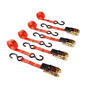 Sangle <span class=keywords><strong>à</strong></span> <span class=keywords><strong>cliquet</strong></span> en polyester de 1 pouce et 15 pieds, sangles d'arrimage <span class=keywords><strong>à</strong></span> <span class=keywords><strong>cliquet</strong></span>, ceinture de tension pour cargaison <span class=keywords><strong>avec</strong></span> <span class=keywords><strong>crochet</strong></span> en S enduit pour voitures, motos, bateaux - Product Image 1