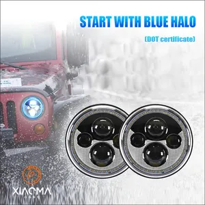 Beliebter 7 Zoll LED runder Scheinwerfer LED Arbeitslicht hochwertiges SUV Gelände blaues Halo Ring Fernlicht Abblendlicht bester Preis