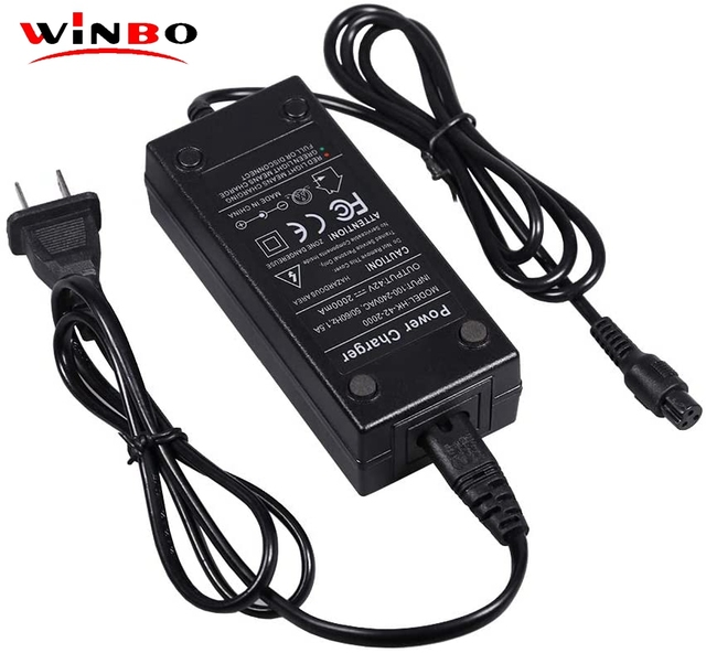 42V 2A Battery Charger 3Pin XLR Male Connector Smart Fast Charging Multi-protection AC DC Adapter for 36V Li-ion Ebike Scooter