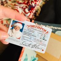 Licence de conduite personnalisable pour Père Noël en traîneau volant, décorations et cadeaux de Noël emballés en sacs
