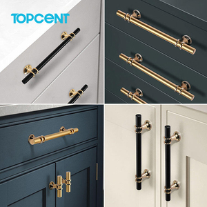 TOPCENT Gold Handle Modern Simple Styles Pull Cabinet Handle Black guardaroba maniglie dell'armadio da cucina - Product Image 5