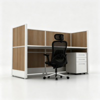 Poste de travail modulaire moderne avec cloison de bureau, bureau individuel avec meuble mobile, cadre en aluminium et panneau en bois