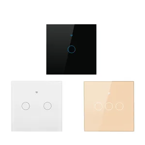 1 Gang 1 Way EU Standard Crystal Glass Panel App Remote Control Smart Power Electric Switch Wifi With Google Alexa