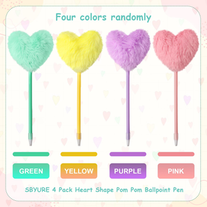 Coloré décoratif mode belle mignon coeur forme en peluche gonflé moelleux stylos à bille école fournitures de bureau utiliser cadeau - Product Image 3