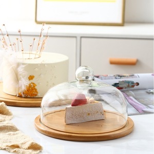 Plateau à gâteau en bois avec base en bambou, présentoir à desserts pour le thé de l'après-midi à la maison, style simple, couleur unie - Product Image 2
