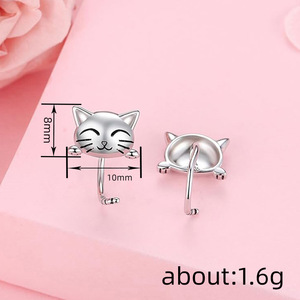 Aretes de Gato Sonriente para Mujer, Diseño Minimalista y Dulce, para Uso Diario en la Oficina, Regalo para Fiestas, Accesorios - Product Image 5