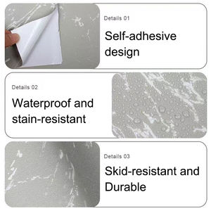 Papier peint autocollant 3D ORON DECO en marbre gris bleu mat, papier peint auto-adhésif pour sol, décoration intérieure, papier peint en marbre - Product Image 2