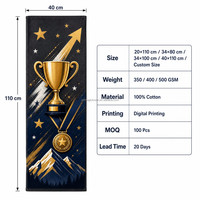Serviette de sport personnalisée en coton 100% avec impression numérique, séchage rapide, couleurs variées, commande en petites quantités (MOQ)