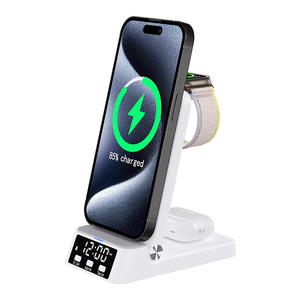 <span class=keywords><strong>Base</strong></span> magnétique multifonctionnelle pour <span class=keywords><strong>iPhone</strong></span>, iPad, IWatch8, 15W, charge sans fil, horloge debout, support pour écouteurs - Product Image 6