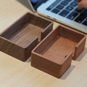 Boîte de rangement de bureau miniature personnalisée en bois, organiseur de bureau, porte-cartes de visite - Product Image 2