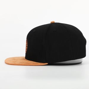 Vente en gros OEM Custom 6 Panel Plain Embroidery Patch Logo Noir en coton à bord plat en daim Gorras Snapback Hat Caps - Product Image 3