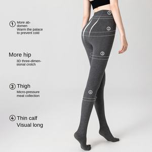 Collants amincissants et rehausseurs de fesses pour femmes, taille haute, doublés <span class=keywords><strong>polaire</strong></span>, thermiques, en velours chaud - Product Image 4