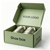 Boîtes d'expédition en papier avec logo personnalisé, taille personnalisée, recyclables, en carton ondulé, pour vêtements, chaussures, emballage minimaliste, boîtes à rabat vertes